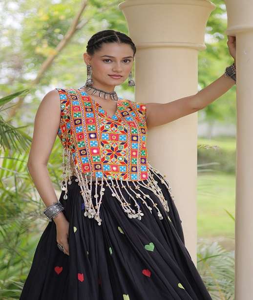 DESIGNER WEAR READYMADE COTTON NAVRATRI LEHENGA LW 7181 COLOR