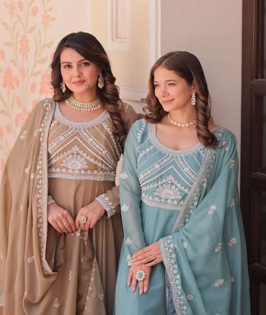 DESIGNER WEDDING PARTY WEAR HEAVY GEORGETTE READYMADE ANARKALI SALWAR SUIT GOWN LW 9311 COLOR