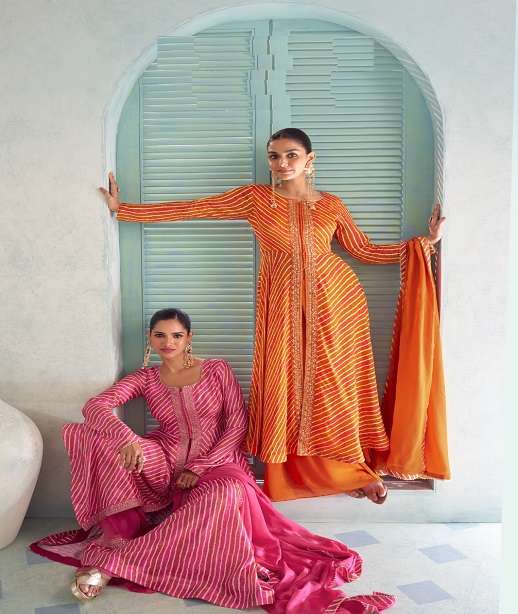 DESIGNER WEDDING PARTY WEAR REAL CHINON READYMADE SHARARA SALWAR SUIT PALAZZO GL VANILA 7657-7659