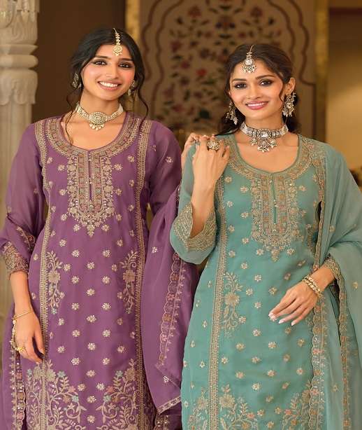 DESIGNER WEDDING PARTY WEAR SOFT ORGANZA READYMADE SHARARA SALWAR SUIT PALAZZO EB 2481-2483