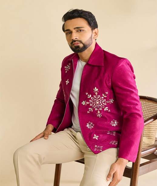 INDIAN WEDDING PARTY WEAR VELVET JACKET PANT READYMADE COLLECTION KF 61741-61748