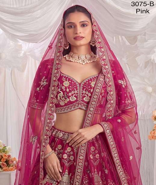 DESIGNER BOLLYWOOD BRIDAL WEDDING PARTY WEAR PREMIUM SILK BEADS LEHENGA CHOLI SENHORA DST 3075 COLOR
