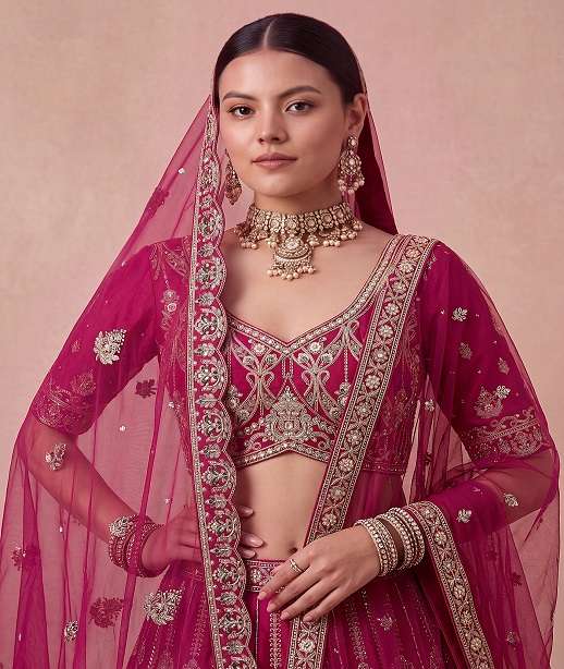 DESIGNER BOLLYWOOD BRIDAL WEDDING PARTY WEAR PREMIUM SILK COLOR BEADS LEHENGA CHOLI SENHORA DST 3078 COLOR