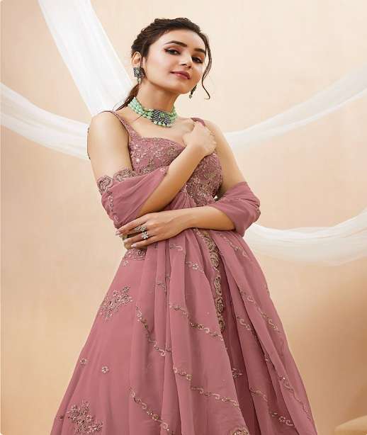 DESIGNER BOLLYWOOD BRIDAL WEDDING PARTY WEAR REAL GEORGETTE LEHENGA CHOLI ZC 7060 COLOR