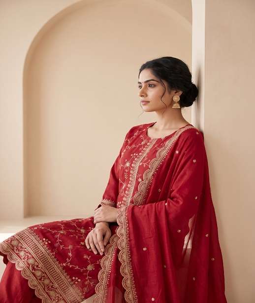DESIGNER FANCY PARTY WEAR CHINON SHARARA SALWAR SUIT JG 4904 COLOR
