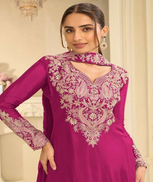 DESIGNER FANCY PARTY WEAR REAL CHINON SHARARA SALWAR SUIT PALAZZO GL VELVORA 7686