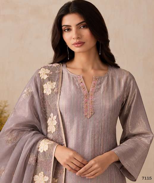 DESIGNER FANCY PARTY WEAR SHIMMER SILK SALWAR SUIT ALZ 7114-7117 COLOR