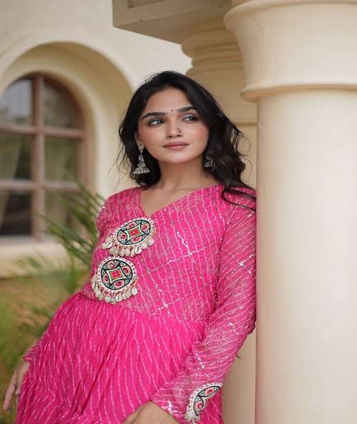 DESIGNER NAVRATRI WEAR FAUX GEORGETTE KUTCHI WORK NAVRATRI ANARKALI KURTI KU 1275 COLOR