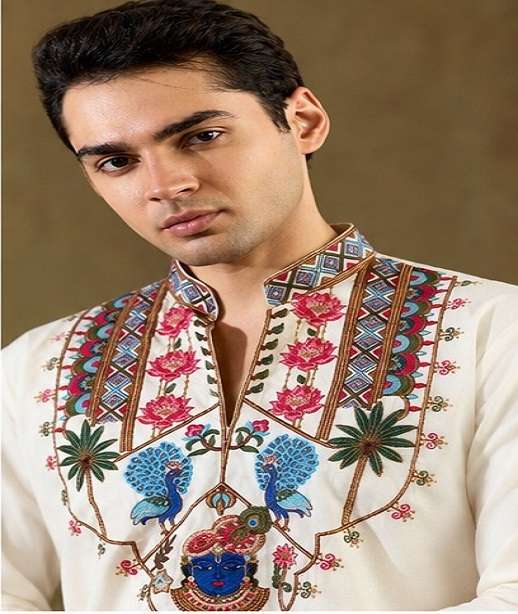 DESIGNER PARTY WEAR READYMADE INDIAN NAVRATRI RAYON COTTON MENS KURTA KF 2121-2124