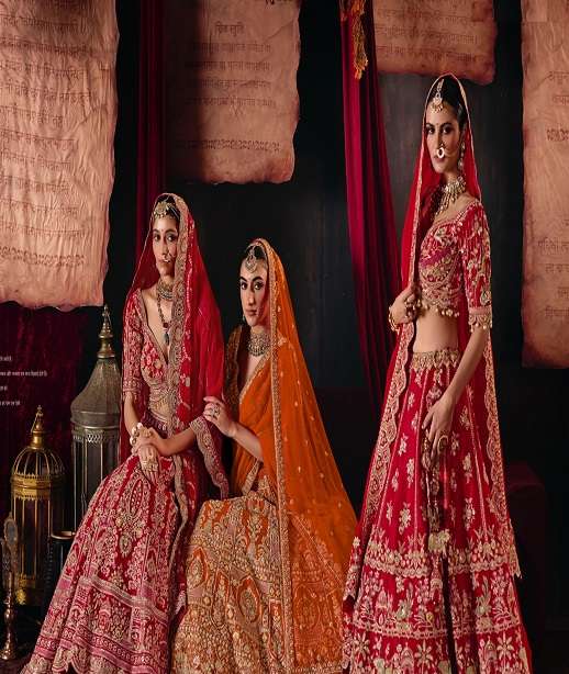 INDIAN DESIGNER BOLLYWOOD BRIDAL WEDDING PARTY WEAR PREMIUM SILK LEHENGA CHOLI WITH AARI HAND WORK SM TATHASTU 166-181