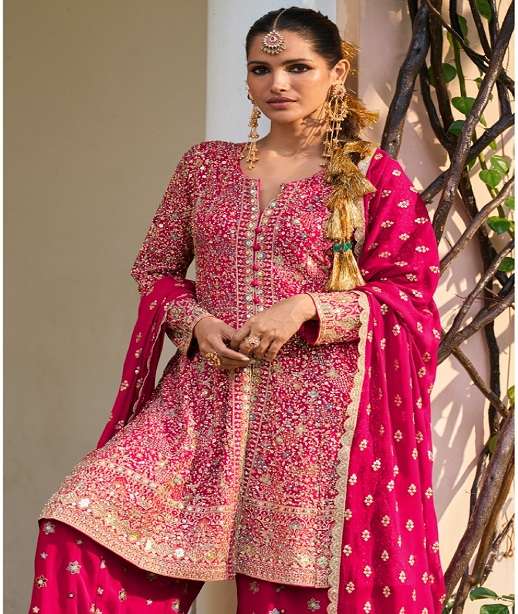 INDIAN DESIGNER FANCY WEDDING PARTY WEAR REAL GEORGETTE SHARARA SALWAR SUIT GL RAKUL 7699 COLOR