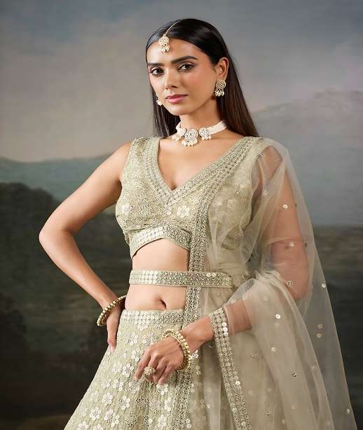 DESIGNER BOLLYWOOD BRIDAL WEDDING PARTY WEAR PREMIUM GEORGETTE LEHENGA CHOLI SENHORA ZC 7087 COLOR