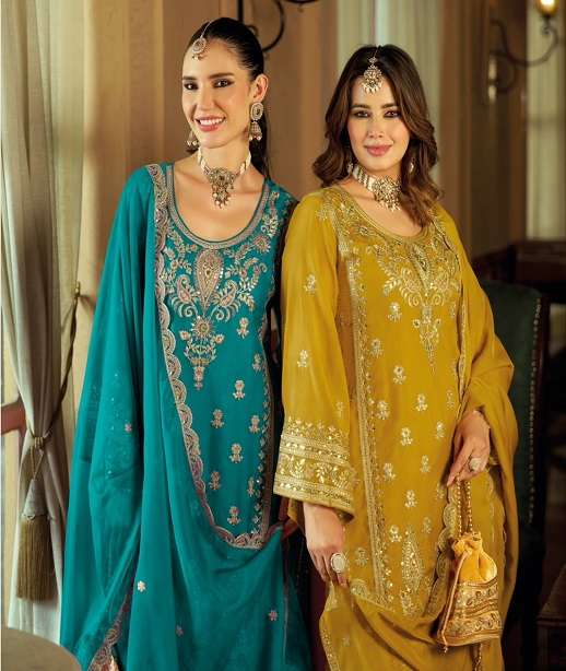 DESIGNER WEDDING PARTY WEAR SOFT ORGANZA PAKISTANI SALWAR SUIT EBA AROMA 2441-2443