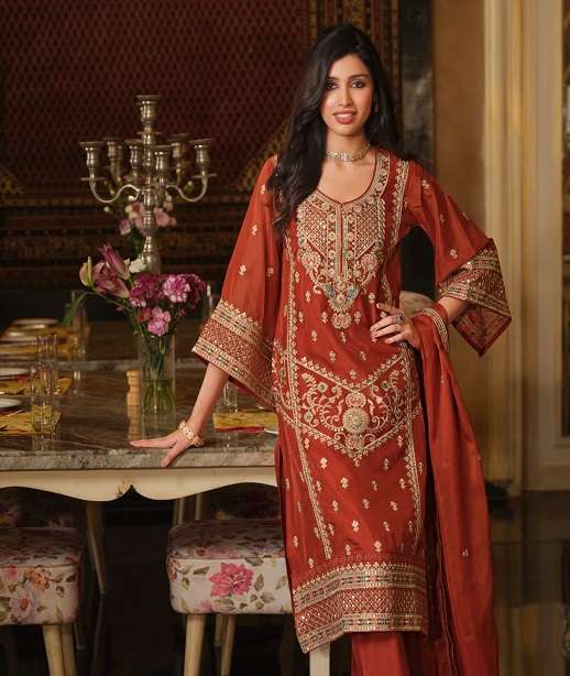 DESIGNER WEDDING PARTY WEAR SOFT ORGANZA PAKISTANI SALWAR SUIT EBA DASTUR 2461-2463