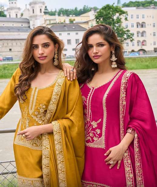 EID SPECIAL REAL MIRROR WORK PURE SILK SHARARA SALWAR SUIT PALAZZO SUIT GL LAVANYA 7639-7642
