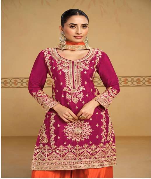 EID SPECIAL SHARARA SALWAR SUIT PALAZZO SUIT IN CHINON FABRIC GL REWA 7717 COLOR