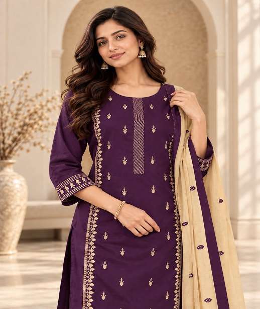 INDIAN DESIGNER CAMBRIC COTTON SHARARA SALWAR SUIT JG 4905 COLOR