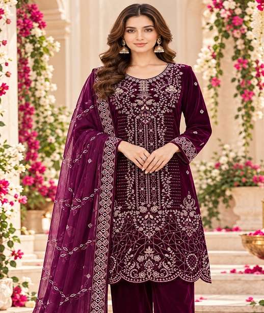 WINTER WEAR DESIGNER WEDDING PARTY WEAR VELVET PAKISTANI SUIT CPR 736 COLOR