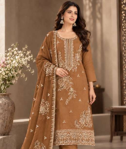 WINTER WEAR DESIGNER WEDDING PARTY WEAR VISCOUSE ORGANZA PAKISTANI SUIT JG 8102 COLOR