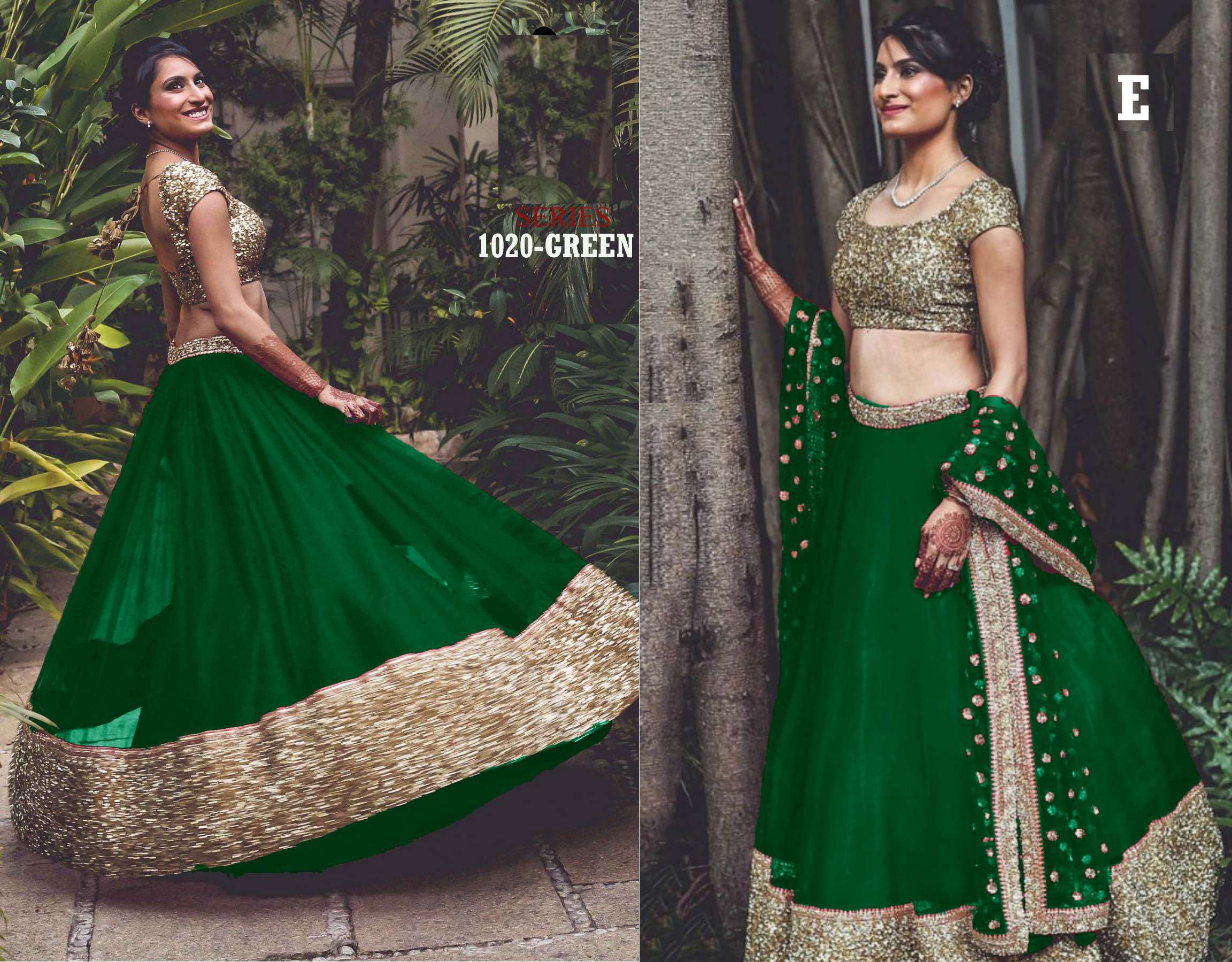 ATTRACTIVE GREEN COLOR DESIGNER NET FANCY BOLLYWOOD LEHENGA