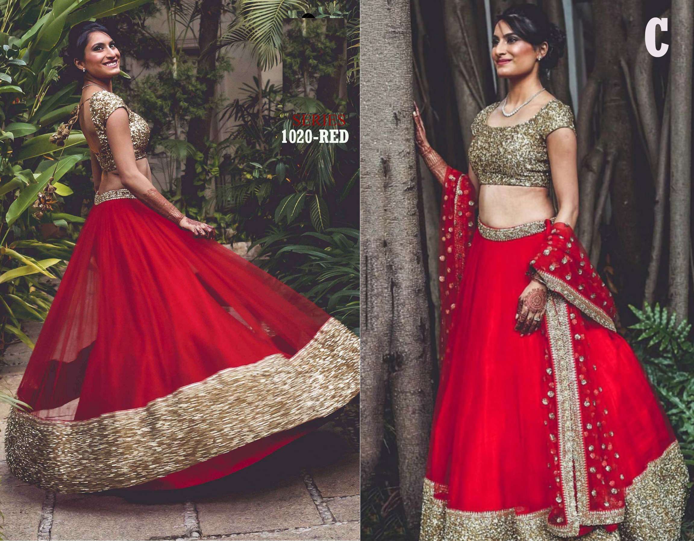 CHERISH RED COLOR DESIGNER NET FANCY BOLLYWOOD LEHENGA