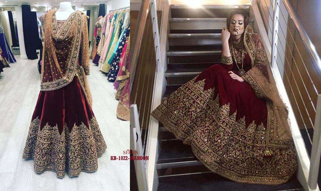 DAZZLING MAROON COLOR HEAVY VELVET SALWAR SUIT ANARKALI TYPE