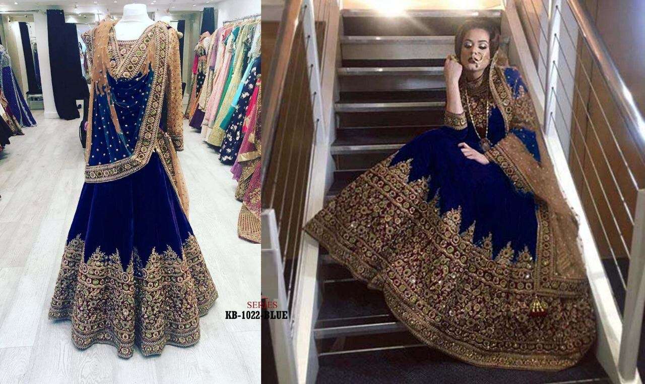 ELEGANT BLUE COLOR HEAVY VELVET SALWAR SUIT ANARKALI TYPE