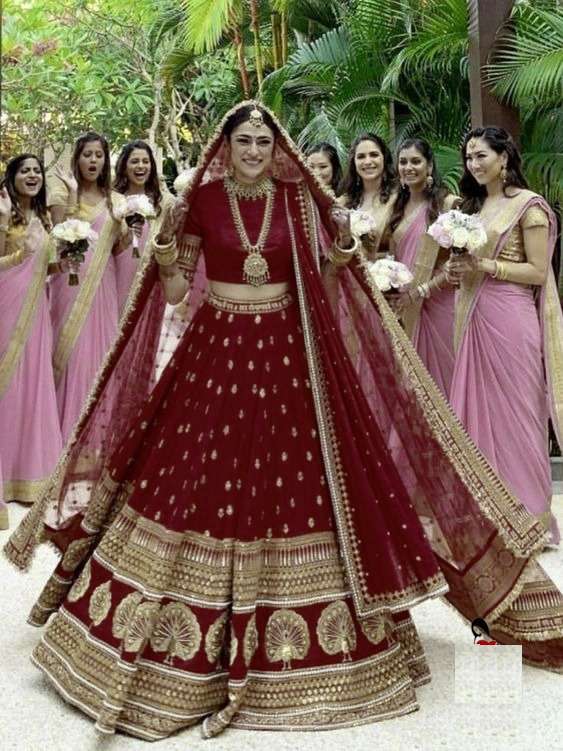 WEDDING SPECIAL BRIDAL HEAVY DESIGNER FANCY MAROON COLOR BRIDAL WEDDING WEAR LEHENGA DESIGN