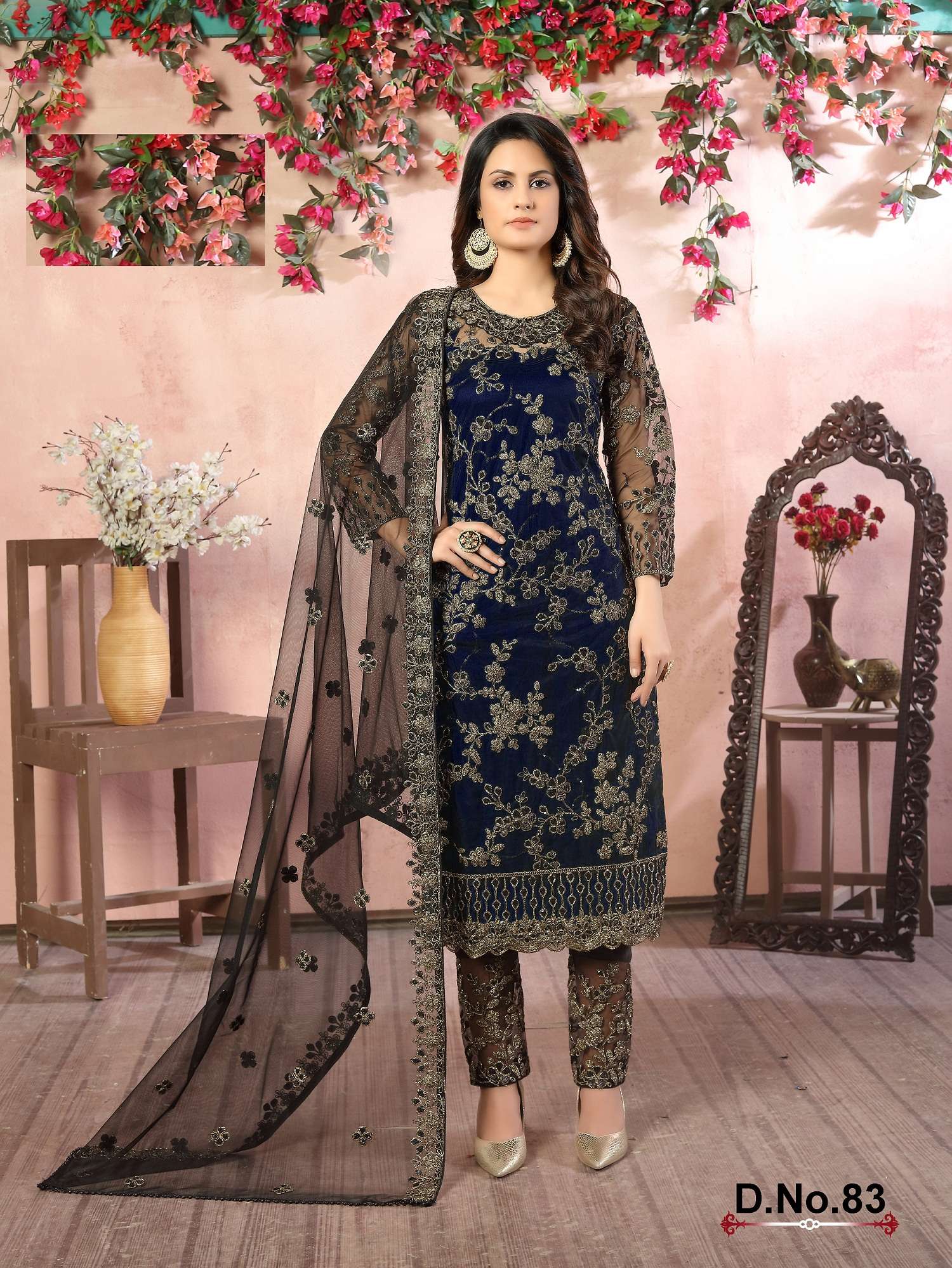 NET SALWAR KAMEEZ SUIT FOR FANCY WEDDING PARTY WEAR BLUE SUIT 83