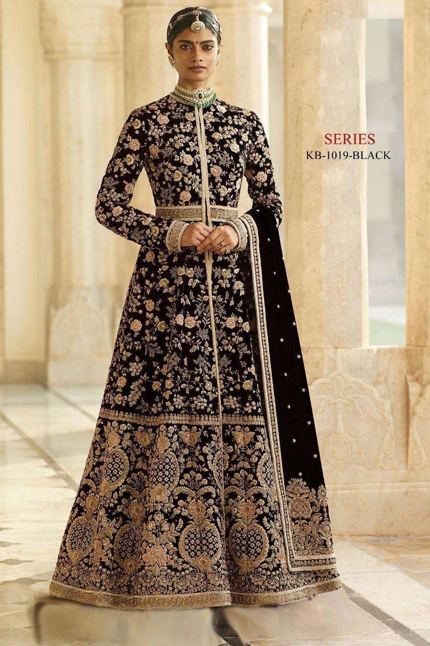 Trendy Black-Traditional-Fashion-Heavy-Embroidered-Velvet-Gown-Style-Anarkali