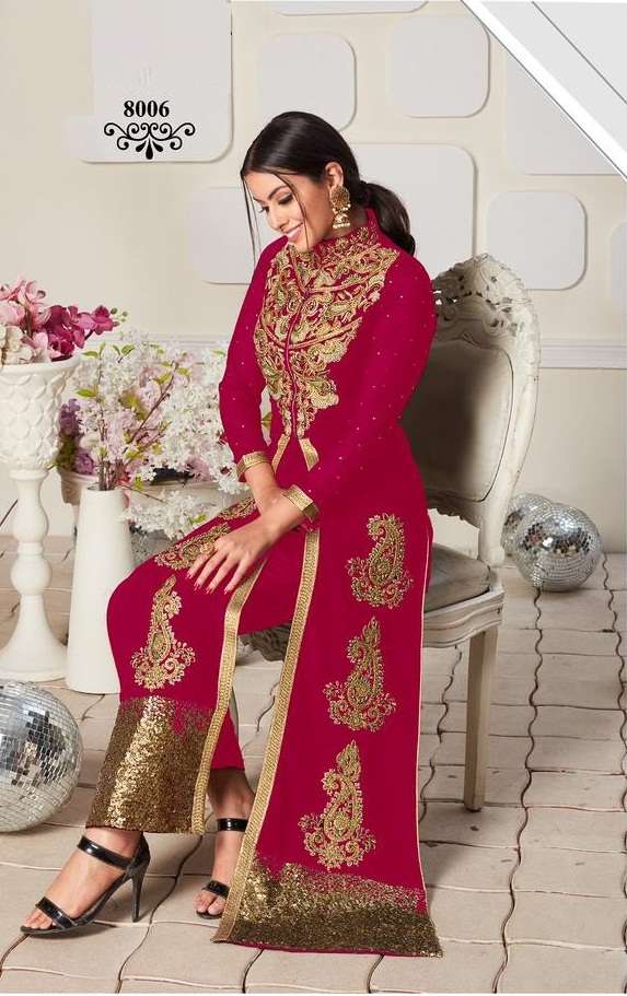 DESIGNER FANCY PARTY WEAR MAROON SALWAR SUIT FOR EID WEAR 8006 SENHORA