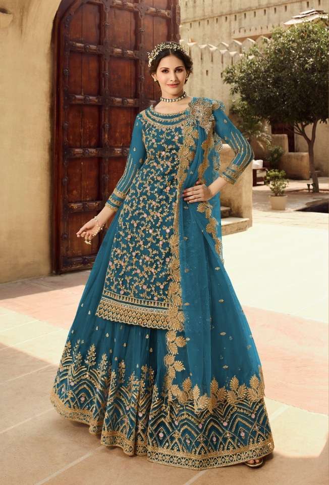 DESIGNER FANCY PARTY WEAR RAMA COLOR SARARA STYLE SALWAR SUIT NEW COLLECTION 15030 E