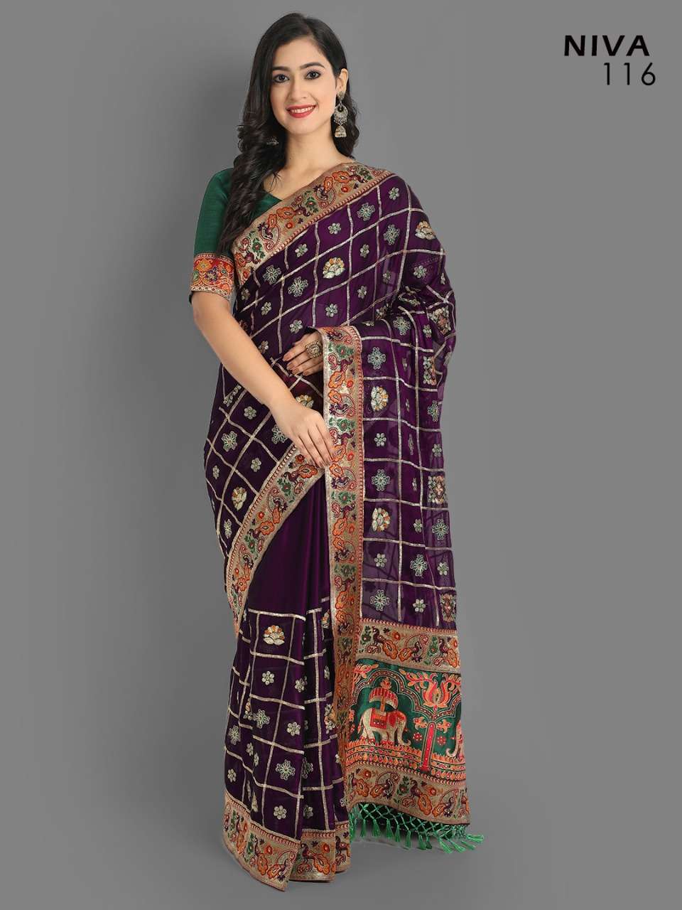 DESIGNER FANCY WEDDING PURPLE WINE PANETAR SILK SAREE EXCLUSIVE COLLECTION 116