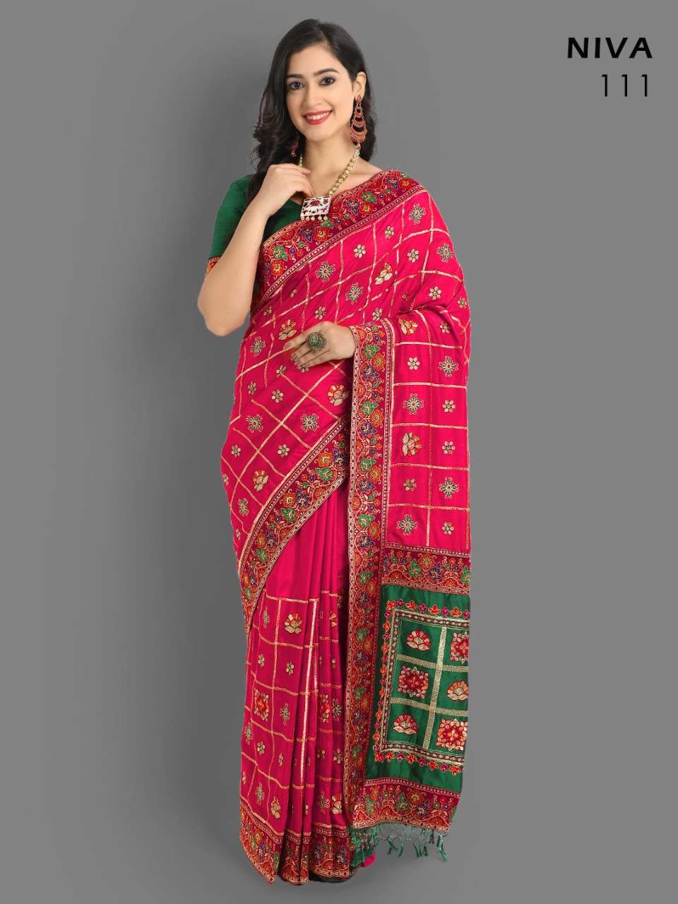 DESIGNER FANCY WEDDING RANI PINK PANETAR SILK SAREE EXCLUSIVE COLLECTION 111