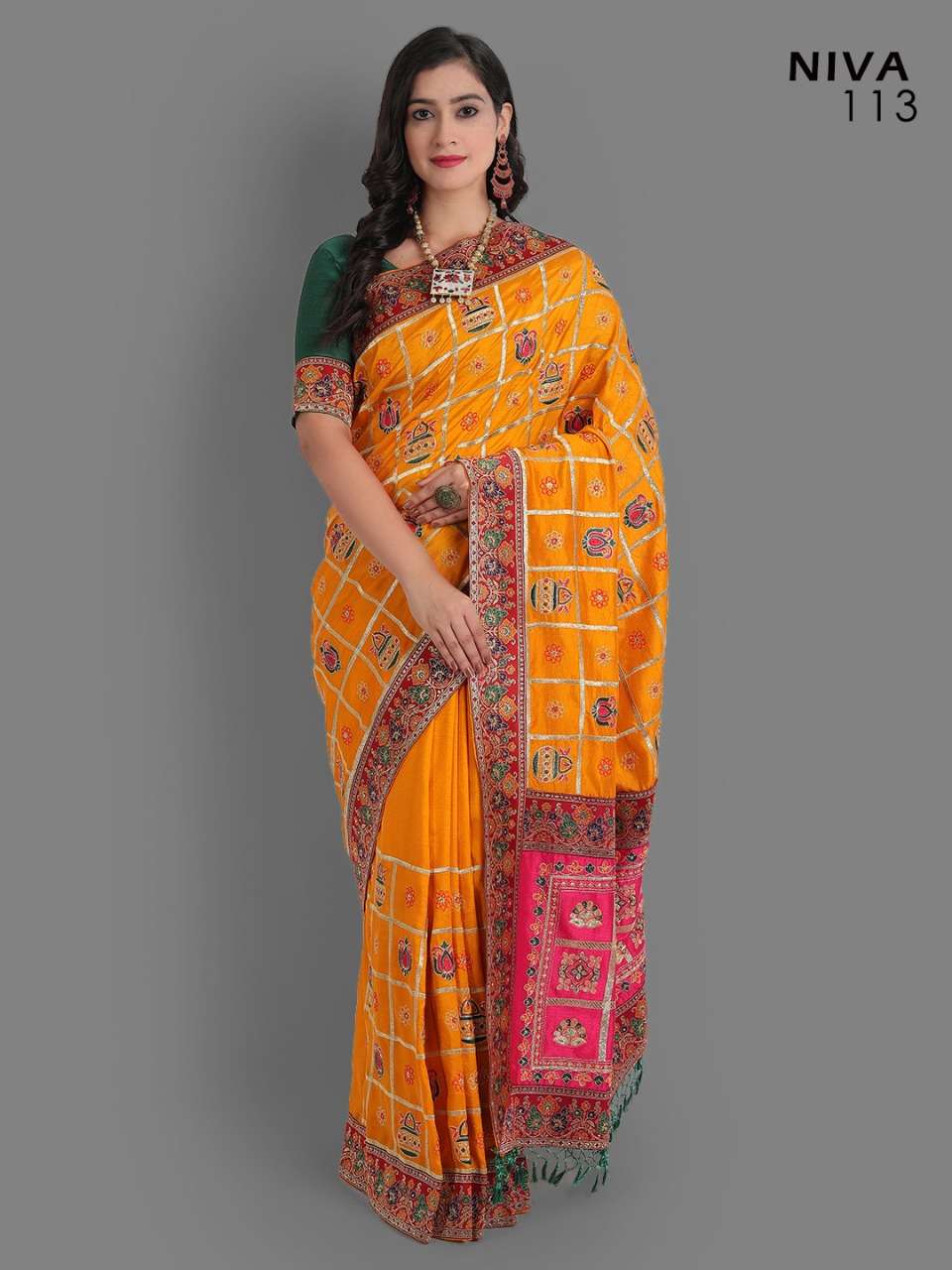 DESIGNER FANCY WEDDING YELLOW PANETAR SILK SAREE EXCLUSIVE COLLECTION 113