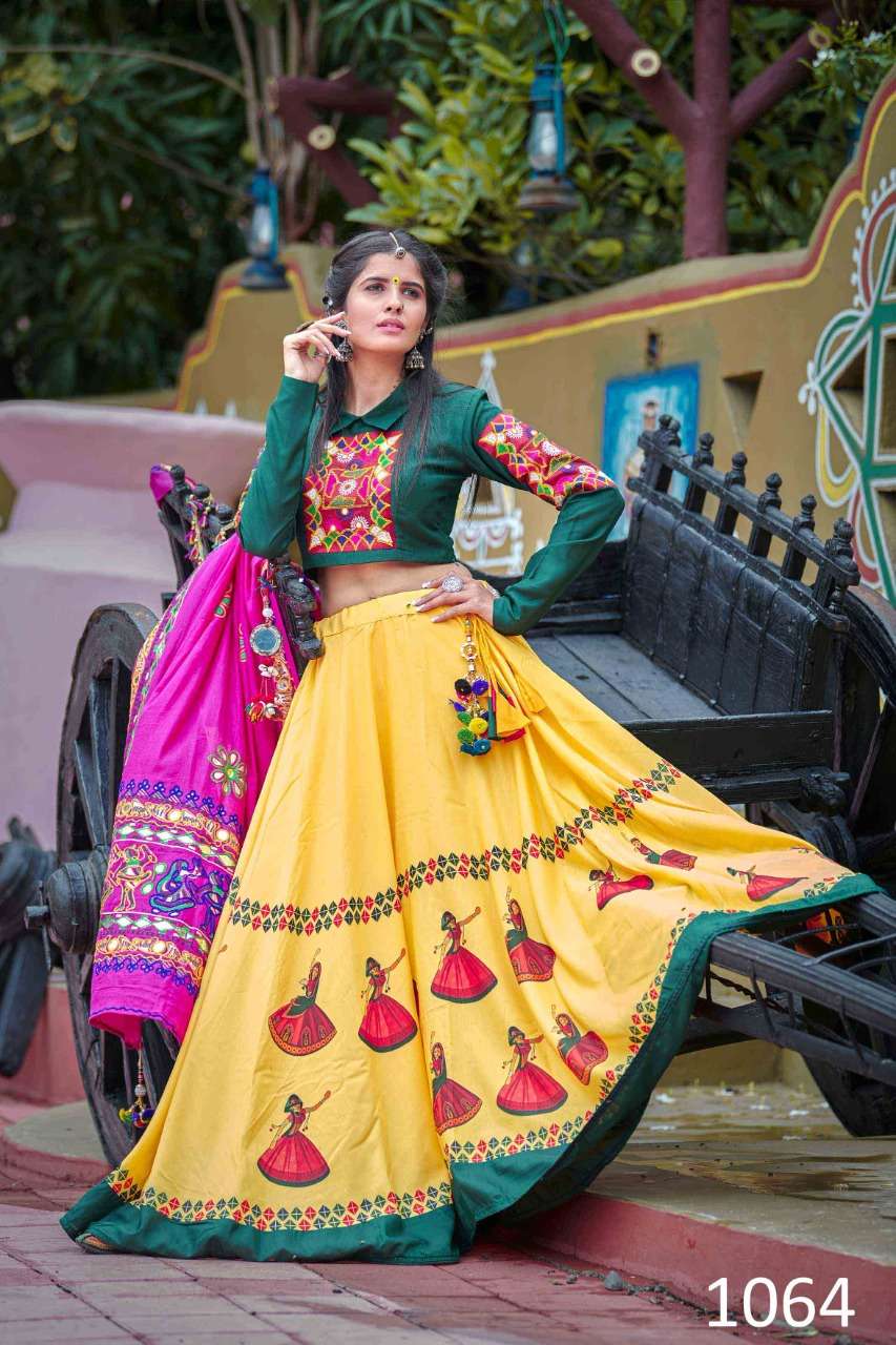 DESIGNER MULTI COLOR NAVRATRI SPECIAL GAMTHI LEHENGA CHOLI IN COTTON 1064