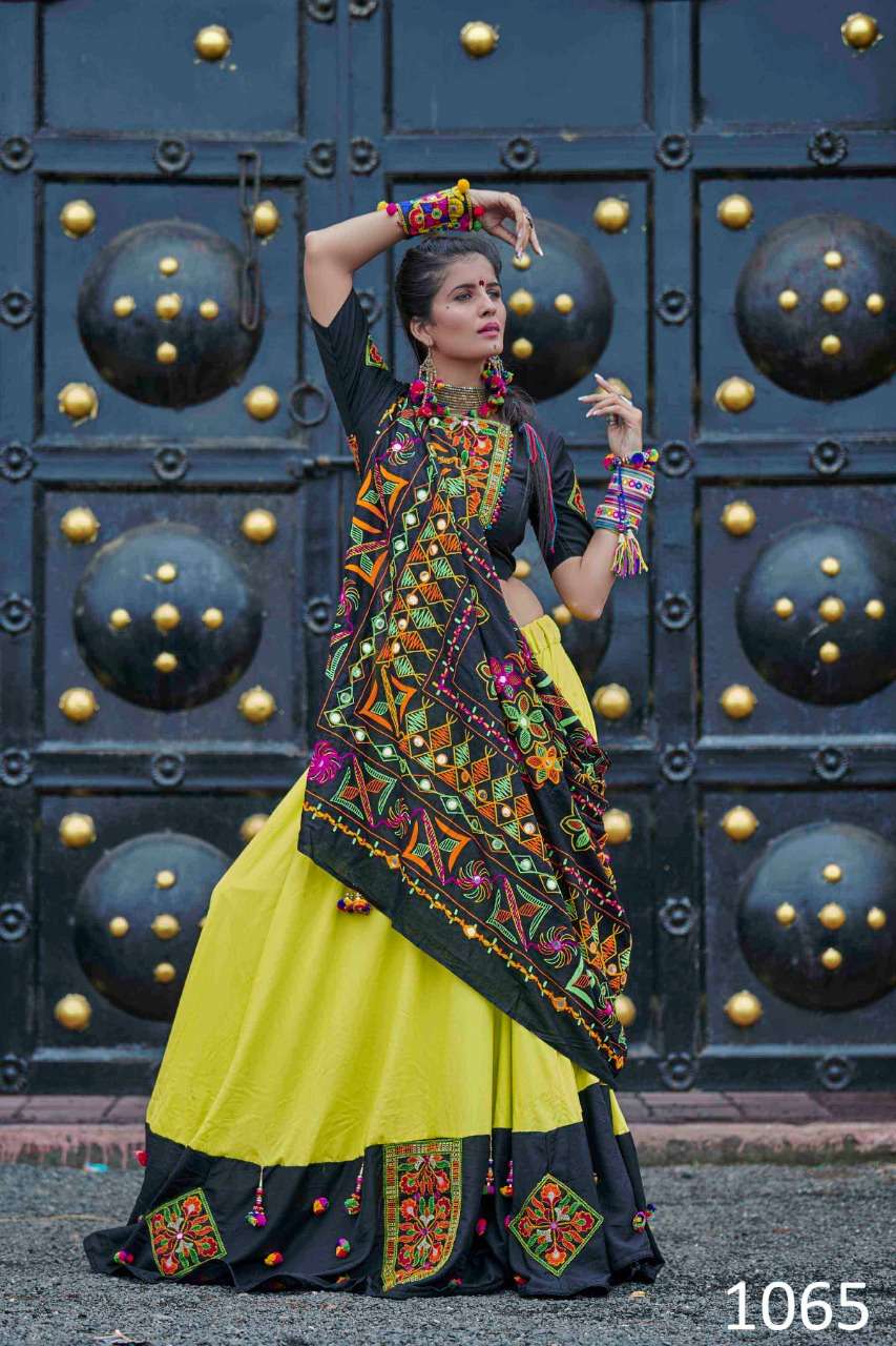 DESIGNER MULTI COLOR NAVRATRI SPECIAL GAMTHI LEHENGA CHOLI IN COTTON 1065