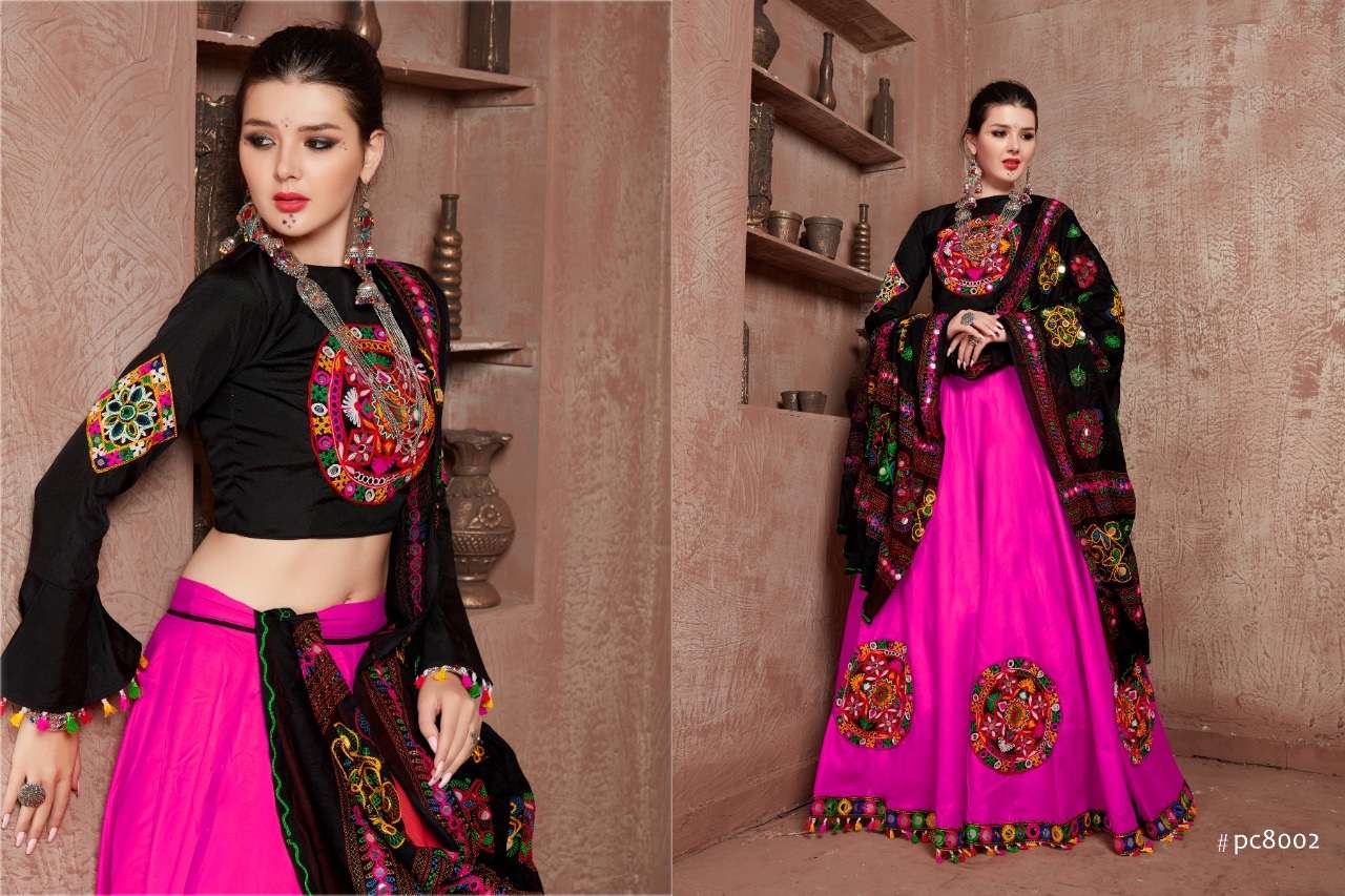 PINK DESIGNER FANCY NAVRATRI SPECIAL GAMTHI LEHENGA CHOLI IN COTTON 8002B