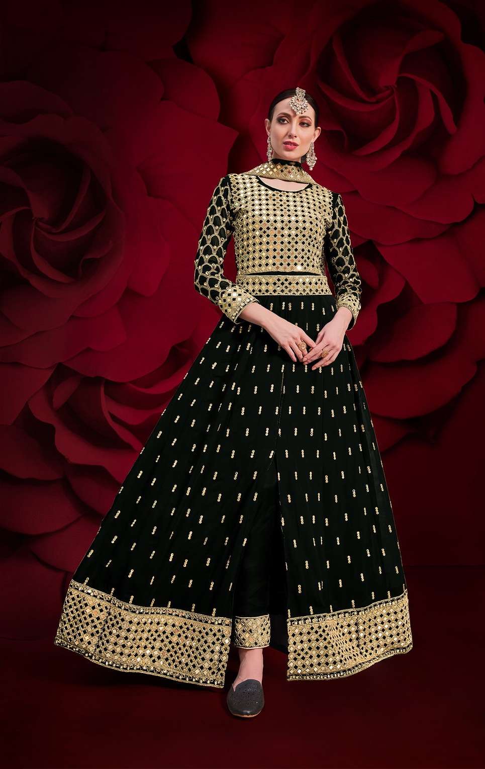 PREMIUM WEDDING PARDY EAR FANCY LONG ANARKALI SALWAR SUIT IN PURE GEORGETTE 17003D