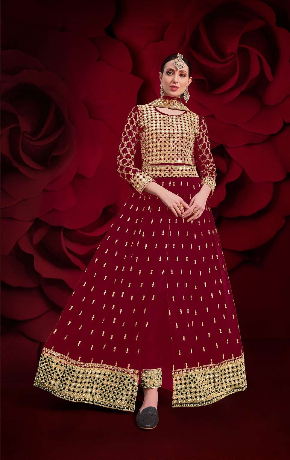 PREMIUM WEDDING PARTY EAR FANCY LONG ANARKALI SALWAR SUIT IN PURE GEORGETTE 17003B