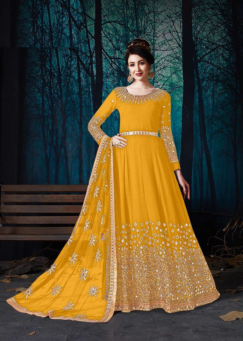 Yellow Party Wear Anarkali Suit Mexi Dress Gown Ethnic Designer Salwar kameez 
