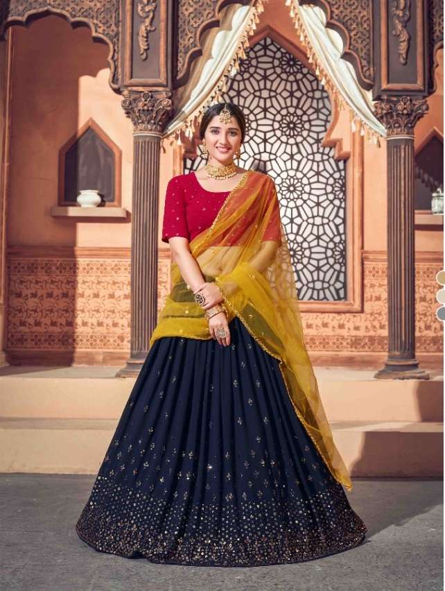 TRENDY FANCY BOLLYWOOD STYLE NEVY BLUE LEHENGA CHOLI EXCLUSIVE COLLECTION 1724