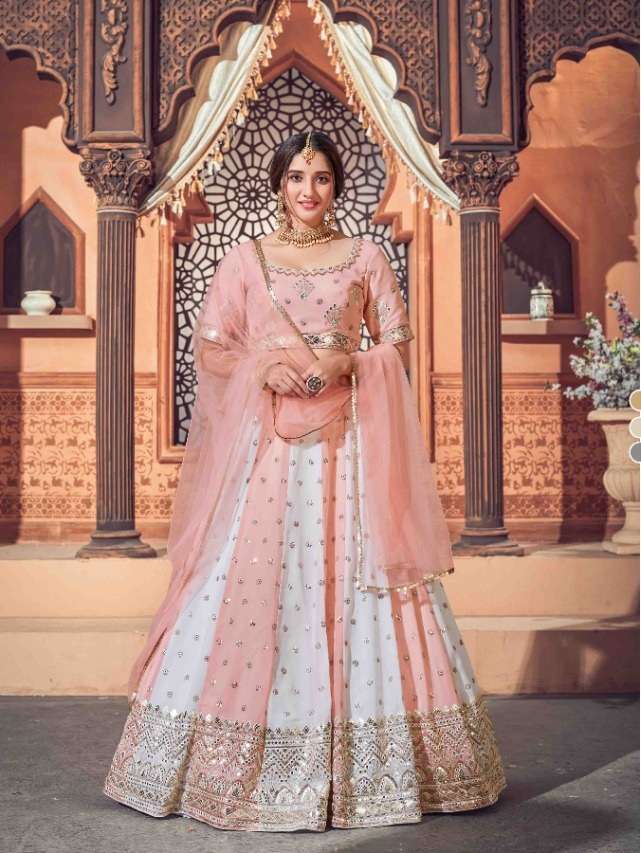 TRENDY FANCY BOLLYWOOD STYLE PINK WHITE LEHENGA CHOLI EXCLUSIVE COLLECTION 1725