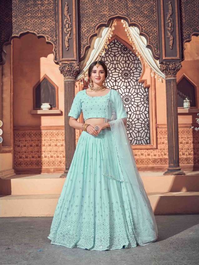 TRENDY FANCY BOLLYWOOD STYLE SKY BLUE LEHENGA CHOLI EXCLUSIVE COLLECTION 1722