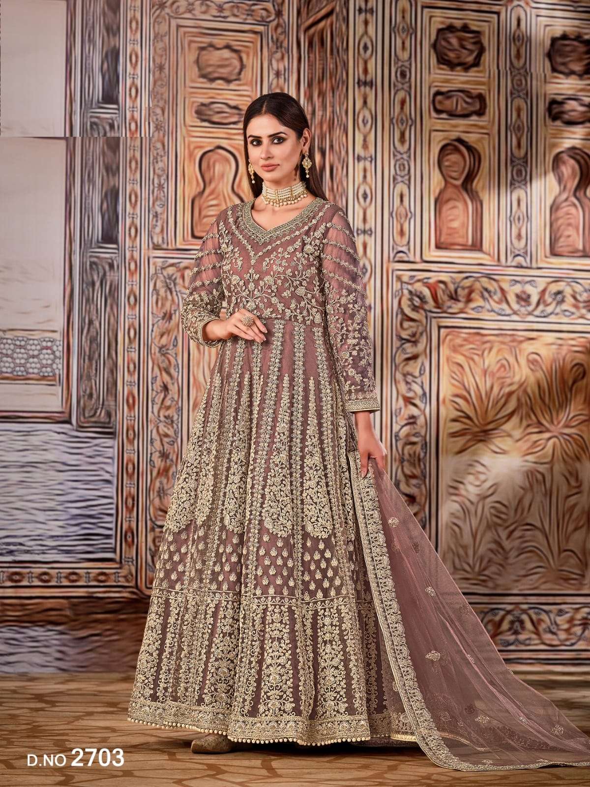 BROWN COLOR PREMIUM DESIGNER LONG ANARKALI GOWN SALWAR SUIT 2703