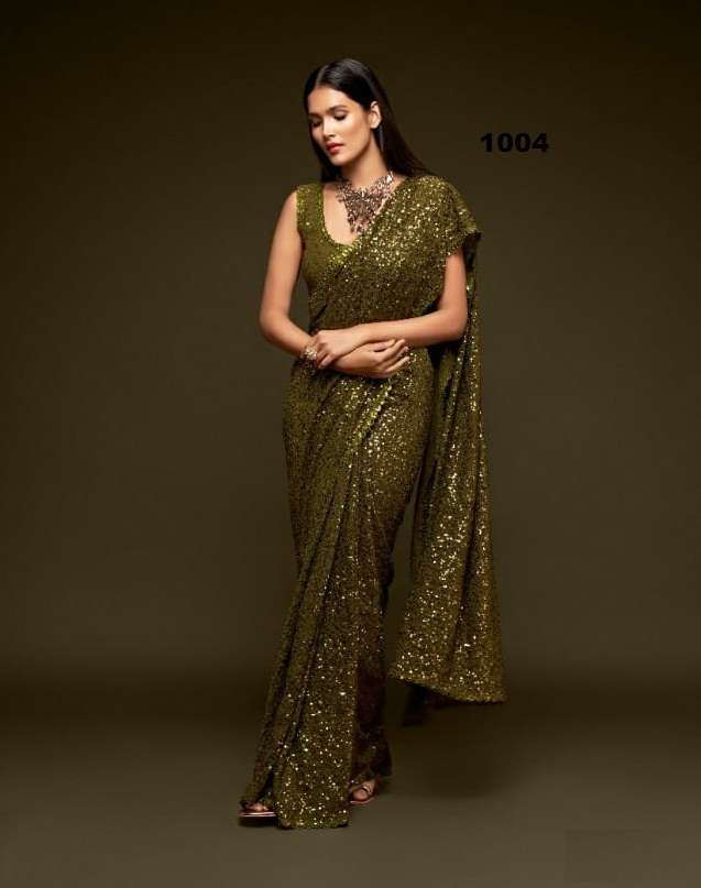 DESIGNER WEDDING PARTY FUNCTION WEAR BROWN COLOR GEORGETTE SAREE EXCLUSIVE COLLECTION 1004