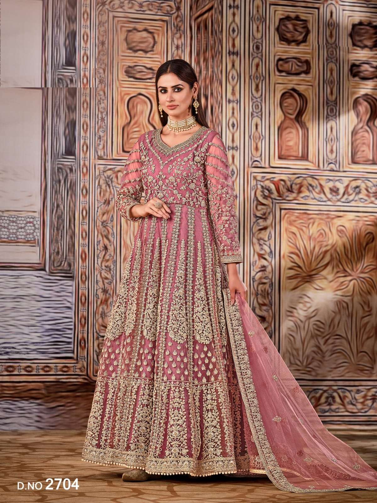 PINK COLOR PREMIUM DESIGNER LONG ANARKALI GOWN SALWAR SUIT 2704