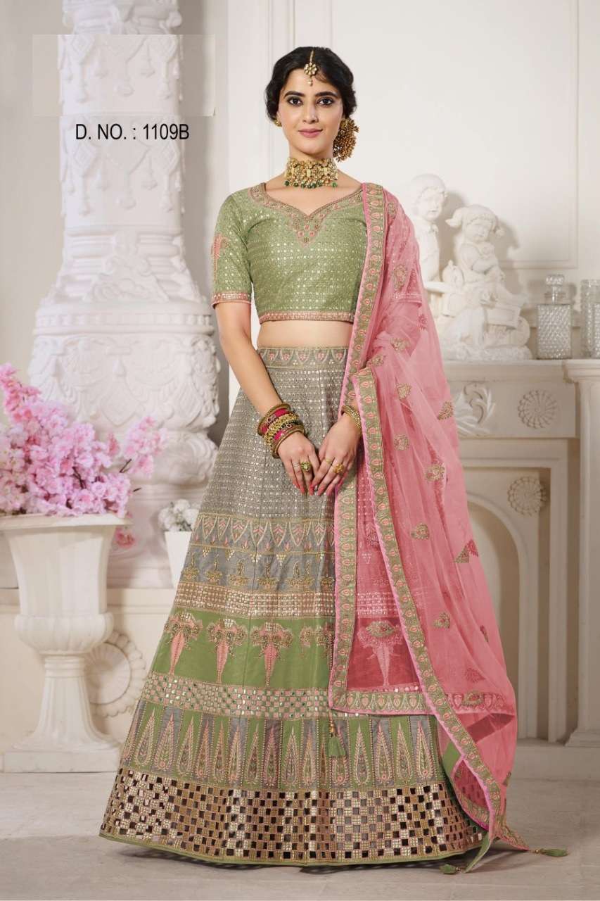 Lehenga Choli : Red georgette ready to wear wedding lehenga ...