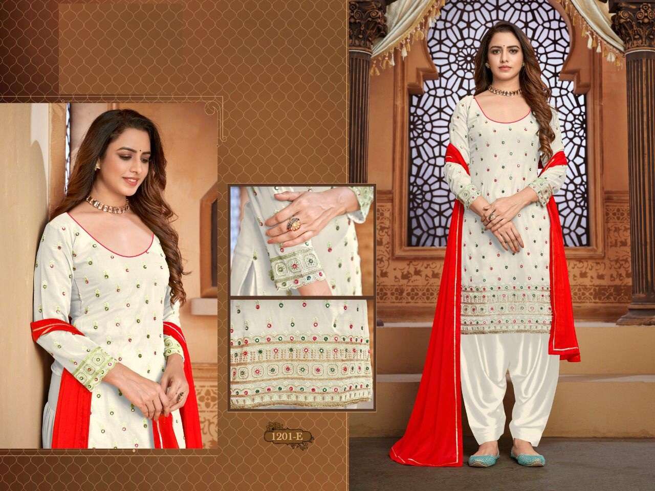 WHITE COLOR DESIGNER FANCY PARTY WEAR PATIYALA SALWAR SUIT 1201E