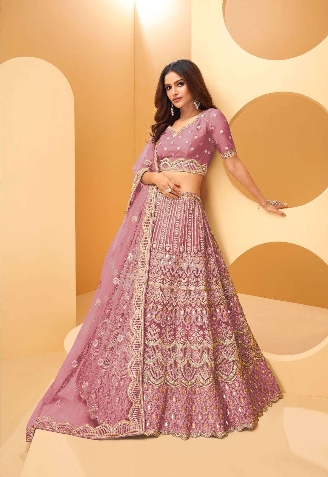 Gajari Pink Color Embroidered Attractive Party Wear Lehenga Choli LC105